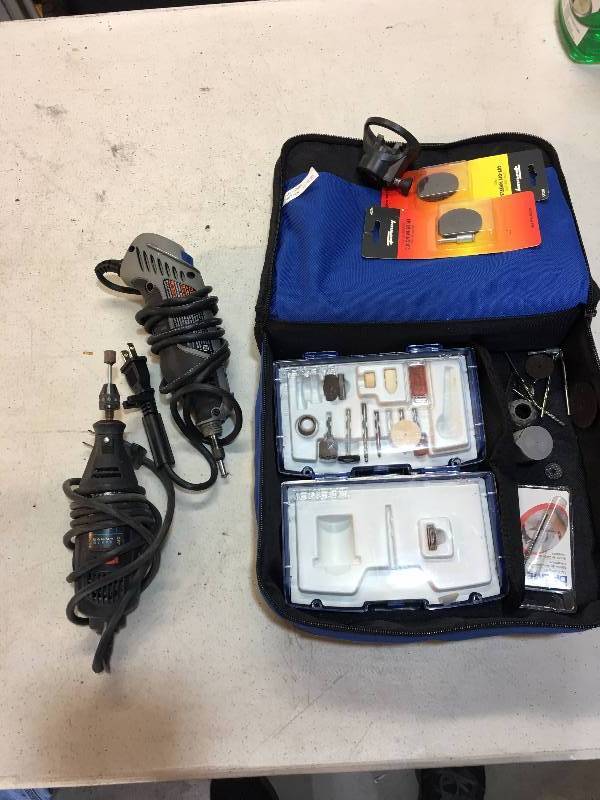 lot 410 image: 2 QTY DREMEL TOOLS AND CASE WITH BITS