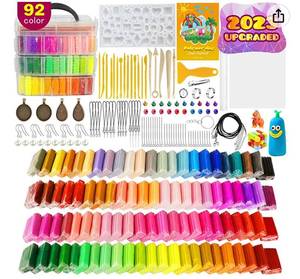 lot 37500 image: Polymer Clay 92Colors Modeling Baking Clay Starter Kit DIY Craft Clay Set with Sculpting Tools Oven Bake Clay Kit and Accessories 267Pcs Ideal Clay Gifts for Beginner Adults Kids Jewelry Making