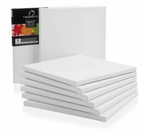 lot 37511 image: Stretched Canvas for Painting - Primed White Art Canvases 12 x 12 8pk