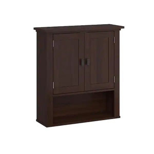 lot 37535 image: Hayward 24.5 in. H 7.88 in. D x 22.81 in. W Two-Door Bathroom Wall Cabinet in a Dark Woodgrain Veneer Finish