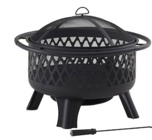 lot 37545 image: Hampton Bay Piedmont 30 in. Steel Fire Pit in Black with Poker OFW992RA