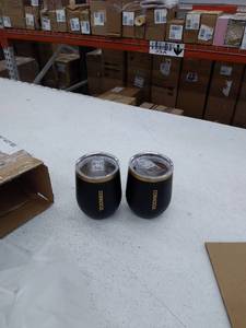 lot 10039 image: Retail - $44.95 Corkcicle set of (2) Insulated Stemless Wine Tumblers, VIP Black