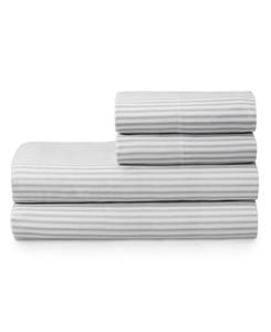 lot 10045 image: Martha Stewart Collection Provence Stripe 4-Pc. Sheet Set, Queen, Created For Macys Bedding