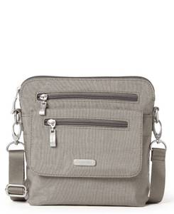 lot 10740 image: Retail - $68.00 Baggallini Washable Lets Escape RFID Crossbody, Sterling Shimmer