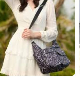 lot 10747 image: Retail - $54.95 Baggallini Nylon Crossbody - Around Town Bagg, Leopard Pop