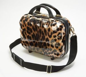 lot 10200 image: Retail - $54.50 Triforce Hardside Beauty Case with Organizational Interior Panels, Natural Leopard