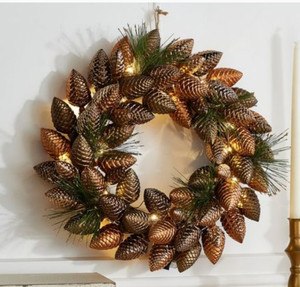 lot 10208 image: Retail - $55.00 Home Reflections 16 Illuminated Shatterproof Pinecone Reef