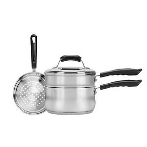 lot 10210 image: Range Kleen 3qt Stainless Steel Covered Double Boiler and Steamer Set