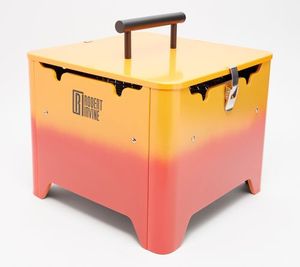 lot 10216 image: Retail - $64.00 Chef Robert Irvine Portable Charcoal Grill with Cover and Warmer, Orange