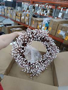 lot 10244 image: Vickerman 28 White IndoorOutdoor Berry Wreath, White