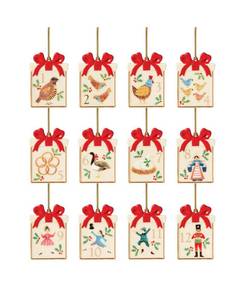 lot 10251 image: Days of Christmas Songs Gift Box Ornament, Set of 12