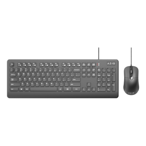 lot 10253 image: AZIO - KM535 Full-size Wired Membrane Keyboard and Mouse Bundle for PC with Antimicrobial - Black, Used.