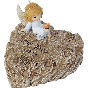 lot 10256 image: Precious Moments Run Free With The Angels Memorial Garden Stone