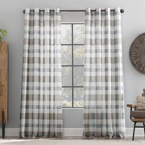 lot 10278 image: Scott Living Harrison Plaid Print Semi-Sheer Grommet Curtain Panel, 50 x 84. 5 WINDOW PANELS