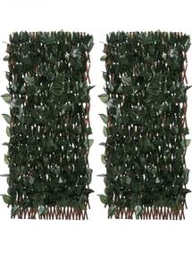 lot 10866 image: Compass Home set of 4 expandable faux ivy privacy fences, green