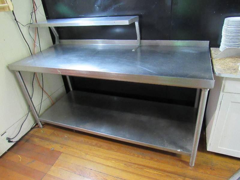 lot 971 image: 72x31 Fully Stainless Work Station Table With 45x12 Shelf