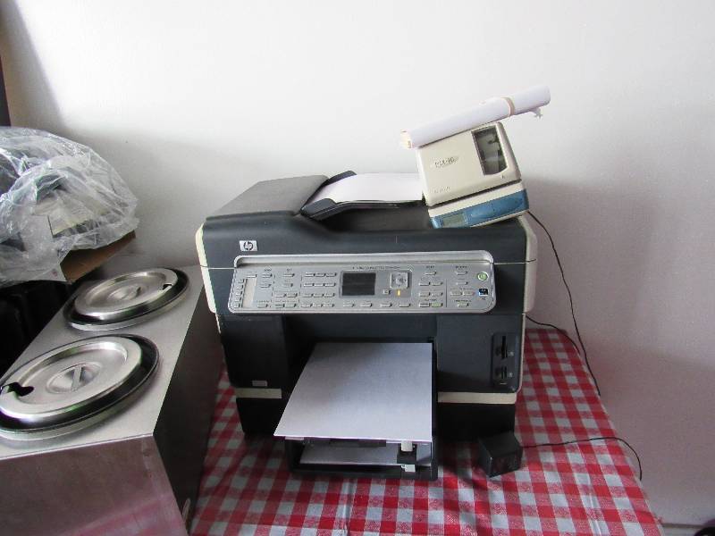 lot 1021 image: Hp Officejet Pro Printer And Time Card Stamp Printer