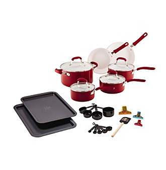 lot 7063 image: Guy Fieri 25-pc. Red Ceramic Cookware Set
