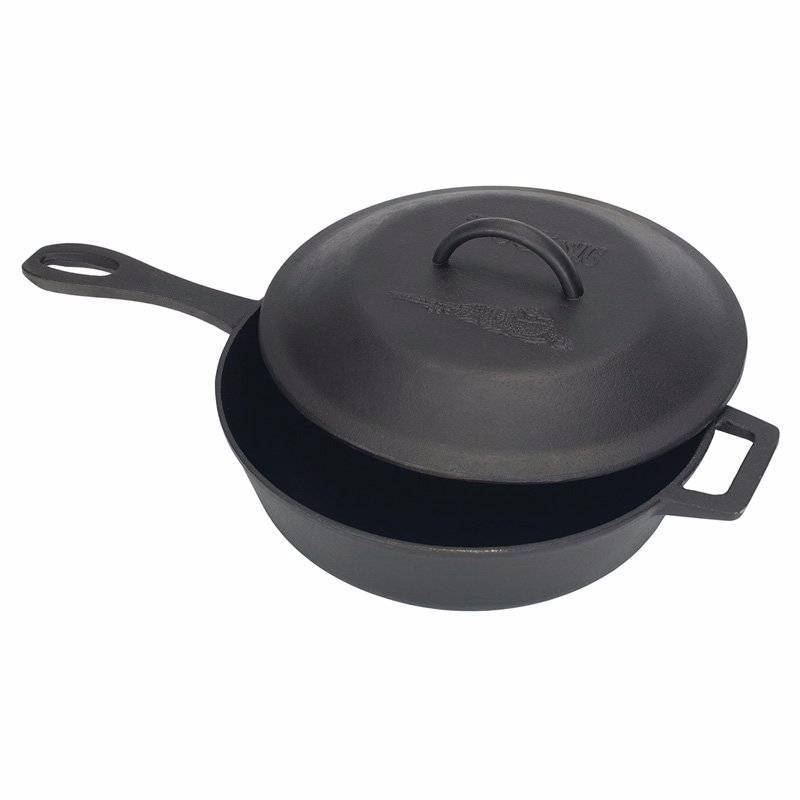 lot 7092 image: Bayou Classics Cast Iron Covered Skillet - 3 qt.
