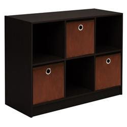 lot 7121 image: FURINNO 99940 EXBR 3x2 Bookcase Storage with Bins, EspressoBrown