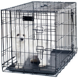 lot 7127 image: PETMAKER Medium 2 Door Foldable Dog Crate Cage, 30 x 19