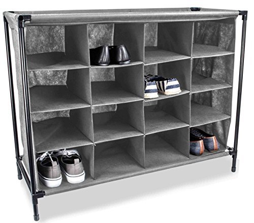 lot 7135 image: HDS Trading SR49156 Sunbeam 16 Pair Shoe Rack Grey