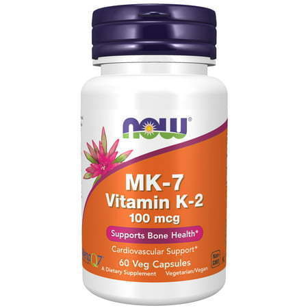 lot 500065 image: NOW Supplements MK-7 Vitamin K-2 100 mcg Cardiovascular Support Supports Bone Health 60 Veg Capsules