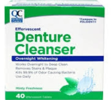 lot 500095 image: Qc Effervescent Denture Cleanser, Minty Freshness, 40 Tablets