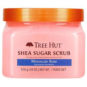 lot 500421 image: Tree Hut Moroccan Rose Shea Sugar Exfoliating and Hydrating Body Scrub 18 oz.