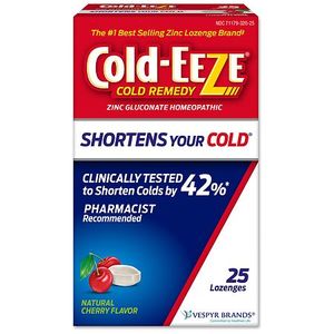 lot 500475 image: Cold-EEZE Cold Remedy Zinc Lozenges Natural Cherry Cold Relief 25 Ct