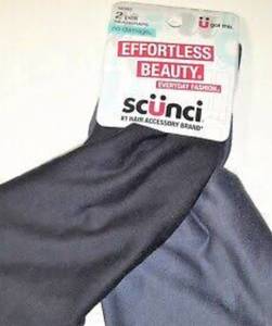 lot 500531 image: Scunci Effortless Beauty Wide Stretch Basic Headwraps, 2 pcs Gray and Black