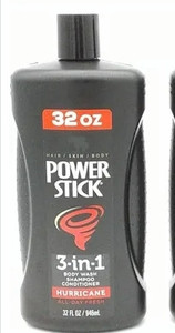 lot 500551 image: POWER STICK 3-in-1 Men Body Wash Shampoo Conditioner HURRICANE 32oz each