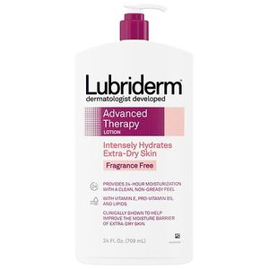 lot 500563 image: Lubriderm Advanced Therapy Fragrance-Free Lotion Vitamin E 24 fl. oz