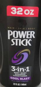 lot 500577 image: MENS POWERSTICK 2 In 1 Bodywash-Shampoo-Black-New (Cool Blast) 32oz