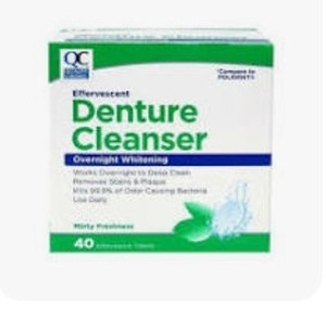 lot 500580 image: Qc Effervescent Denture Cleanser, Minty Freshness, 40 Tablets