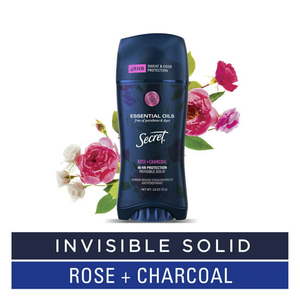 lot 500581 image: Secret Antiperspirant Deodorant with Essential Oils Rose Charcoal 2.6 oz