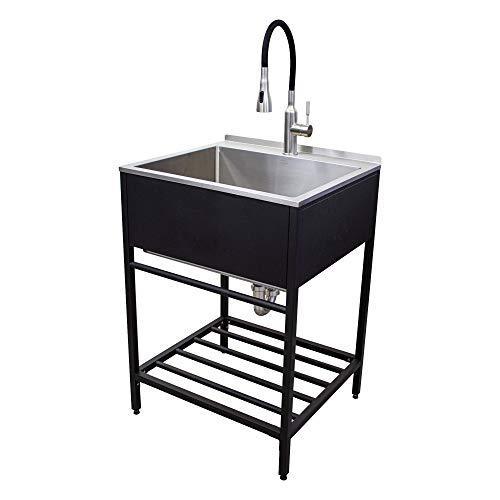 lot 2649 image: Transolid TFH-2522-MB 25 in. x 22 in. x 34.3 in. Stainless Steel Laundry Sink, JUST SINK NOT THE BASELEGS
