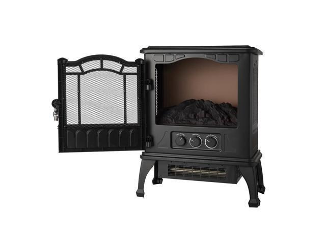 lot 4663 image: Mainstays SHAG-G24F Black 1500w 2-Setting 3D Electric Stove Heater with Life-like Flame
