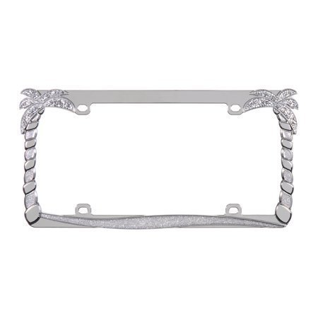 lot 5637 image: Auto Drive Palm Tree Metal Automotive License Plate Frame Set of 2