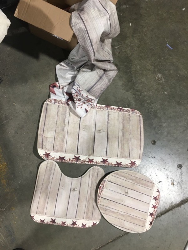 lot 6243 image: Non Slip Padded Bathroom  Toilet MatsPads and Shower Curtain