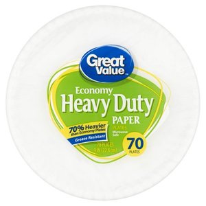 lot 6411 image: Great Value Heavy Duty 9 Paper Plates, 70 count