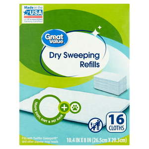 lot 6422 image: Great Value Dry Sweeping Cloth Refills 16 count