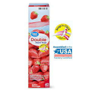 lot 6437 image: Great Value Fresh Seal Gallon Storage Double Zipper Bags, 40 count