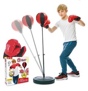 lot 55166 image: Whoobli Punching Bag for Kids Incl Boxing Gloves  3-10 Years Old Adjustable Kids Punching Bag with Stand  Boxing Bag Set Toy for Boys & Girls (Red White) (Retail $29.97)