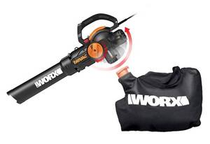 lot 55175 image: WORX 12 Amp TRIVAC 3-in-1 Electric Leaf BlowerMulcherYard Vacuum - WG512 (Retail $79.50)