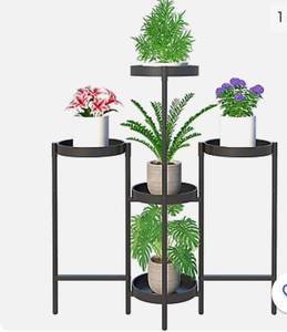lot 55184 image: Plant Stand Indoor Outdoor - 5 Tier Metal Corner Plant Stands Shelf for Plants