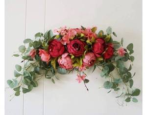 lot 55193 image: DAMEING 30 Inch Artificial Flower Swag Rose Peony Swag Arch Wreath Flowers Arrangements Wedding Table Centerpieces Door Swag for Decor (Retail $29.99)