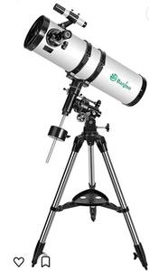 lot 55201 image: 150EQ Telescope, 750mm Telescopes for Adults Astronomy with German Technology Equatorial, Fully- Coated Glass Optics Professional Newtonian Reflector Telescopes for Astronomy Beginners (Retail $259.99)