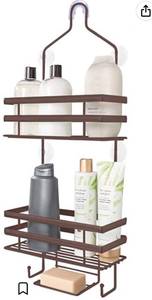 lot 55212 image: Gorilla Grip Anti-Swing Oversized Shower Caddy, Rust Resistant Organizer, Holds 11 lbs, Strong Suction Cups, Hooks, Easy Hanging Bathtub Shampoo and Accessories Caddies for Showerhead, 3 Shelf, Silver (Retail $17.99)