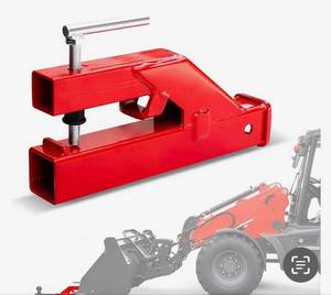 lot 55216 image: Bucket Hitch for Tractor, EBESTTECH 1PC Clamp On Trailer Hitch Receiver 2 Ball Mount Adapter Compatible with Deere Bobcat Bucket (Red) (Retail $59.99)